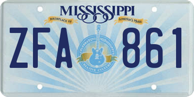 MS license plate ZFA861