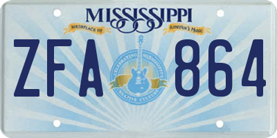 MS license plate ZFA864