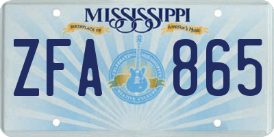 MS license plate ZFA865