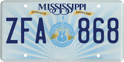 MS license plate ZFA868