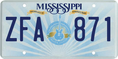 MS license plate ZFA871