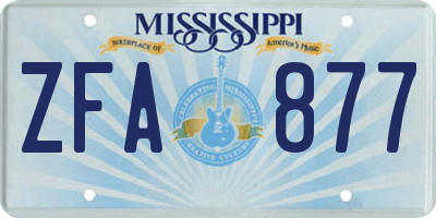 MS license plate ZFA877