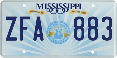 MS license plate ZFA883