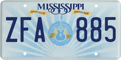MS license plate ZFA885
