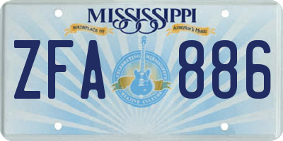 MS license plate ZFA886