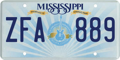 MS license plate ZFA889