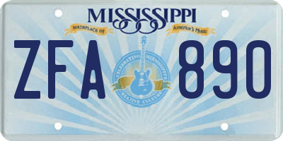 MS license plate ZFA890