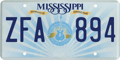 MS license plate ZFA894