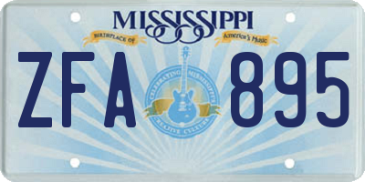 MS license plate ZFA895