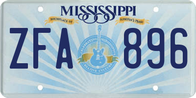 MS license plate ZFA896