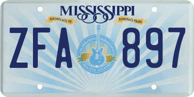 MS license plate ZFA897