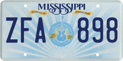 MS license plate ZFA898