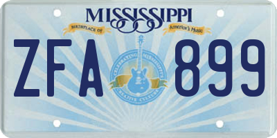 MS license plate ZFA899