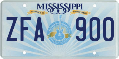 MS license plate ZFA900