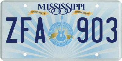MS license plate ZFA903