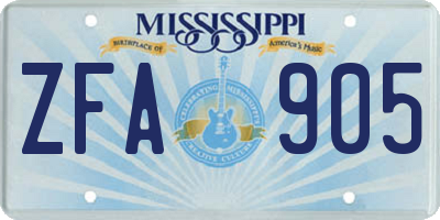 MS license plate ZFA905