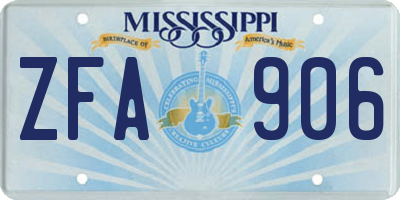 MS license plate ZFA906