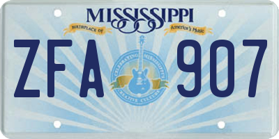MS license plate ZFA907