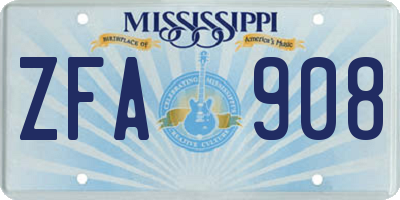 MS license plate ZFA908