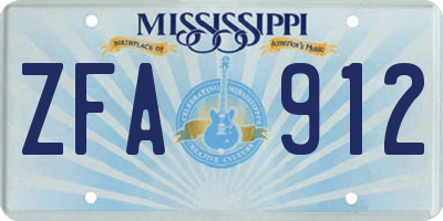 MS license plate ZFA912