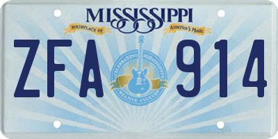 MS license plate ZFA914