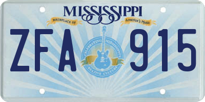MS license plate ZFA915