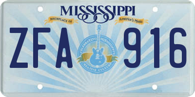 MS license plate ZFA916
