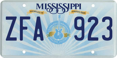 MS license plate ZFA923