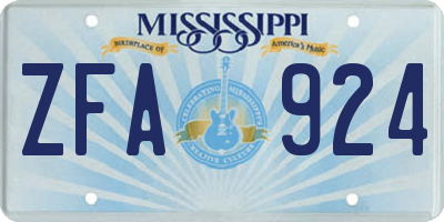 MS license plate ZFA924