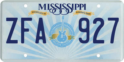 MS license plate ZFA927