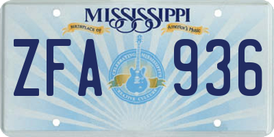 MS license plate ZFA936
