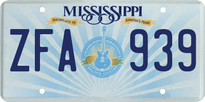 MS license plate ZFA939