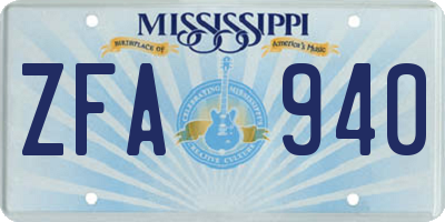 MS license plate ZFA940