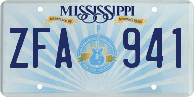 MS license plate ZFA941