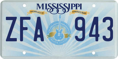 MS license plate ZFA943