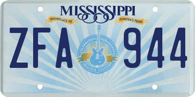 MS license plate ZFA944