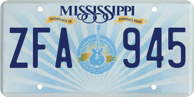 MS license plate ZFA945