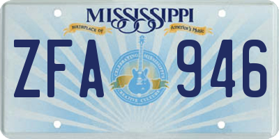 MS license plate ZFA946