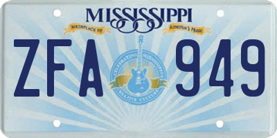 MS license plate ZFA949