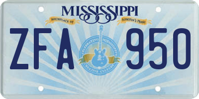 MS license plate ZFA950