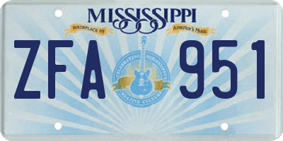 MS license plate ZFA951