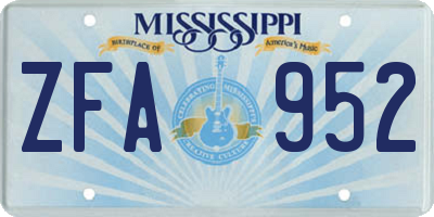 MS license plate ZFA952