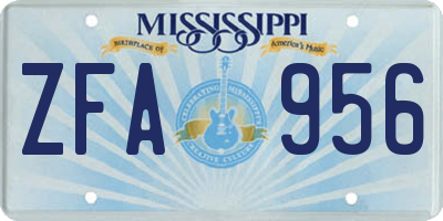 MS license plate ZFA956