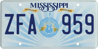 MS license plate ZFA959
