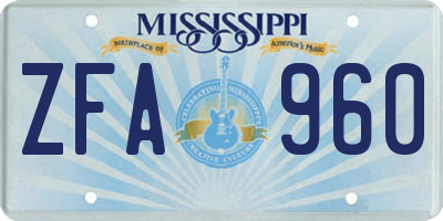 MS license plate ZFA960