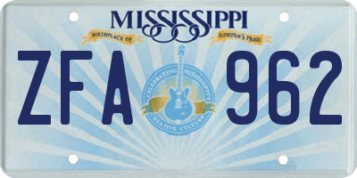 MS license plate ZFA962
