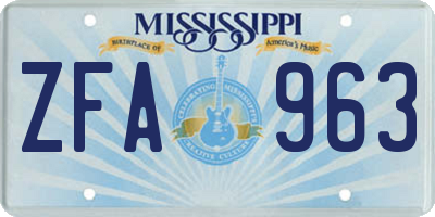 MS license plate ZFA963