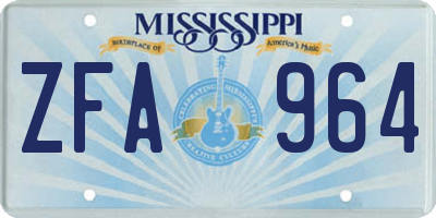 MS license plate ZFA964