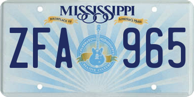 MS license plate ZFA965