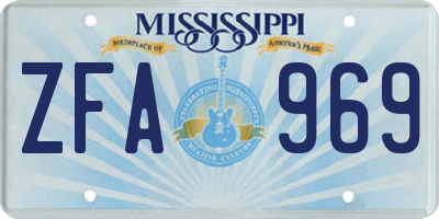 MS license plate ZFA969